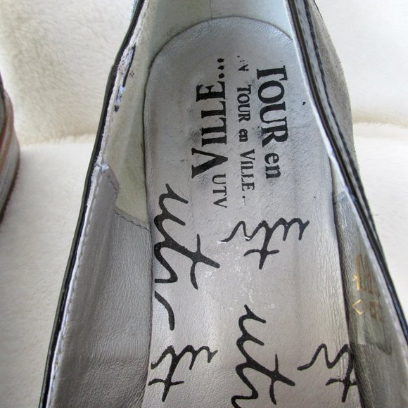 UTV France Grey & Black Leather Slip-on Flats EU38 - Picture 8 of 11